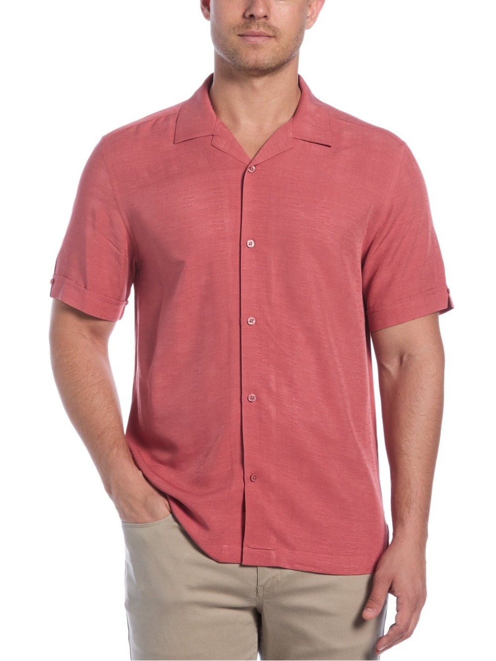 Cubavera Short-Sleeve button up with from pocket Cuban Shirt in Dusty Cedar